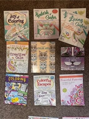 10 Assorted Adult Coloring Books - New & unused